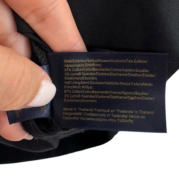 Brooks Brothers Petite Black Poplin Cotton V-neck Sleeveless Fit & Flare Dress - Picture 11 of 12